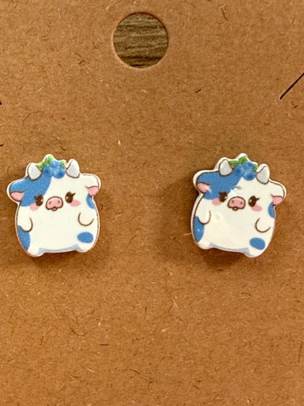 Cow Fruit Resin Stud Nickel Free Earrings NEW PICK ONE Banana Peach Lemon ETC - Picture 6 of 10